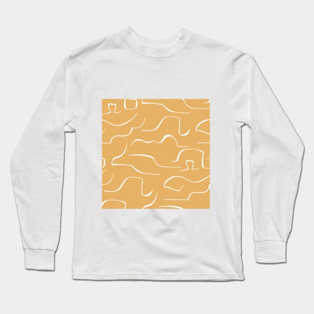 Coffee color wavey pattern Long Sleeve T-Shirt by Shineyarts